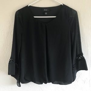Black Bell Sleeve Dressy Top